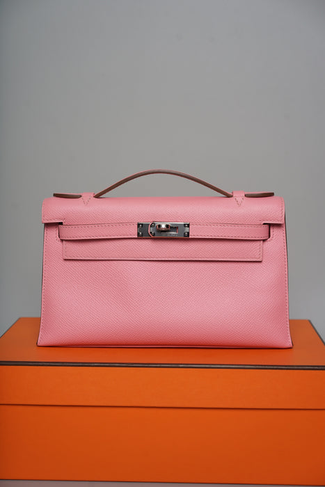 Hermes Kelly Pochette in Rose Confetti Epsom Phw