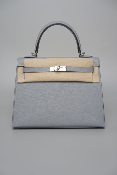 Hermes Kelly II Sellier 25 in Gris Pantin Phw (Brand New)