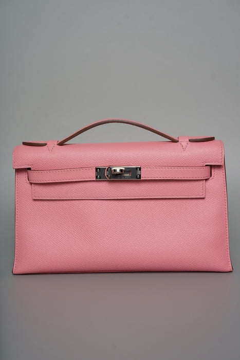 Hermes Kelly Pochette in Rose Confetti Epsom Phw