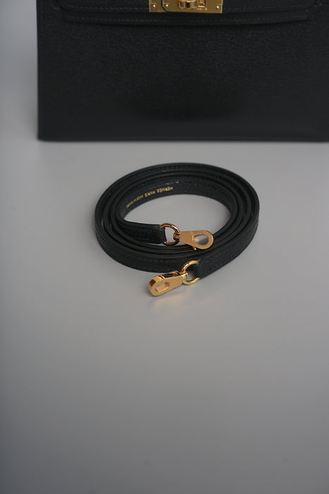 Hermes Kelly 20 in Black Chevre Chamkila Ghw (Brand New)