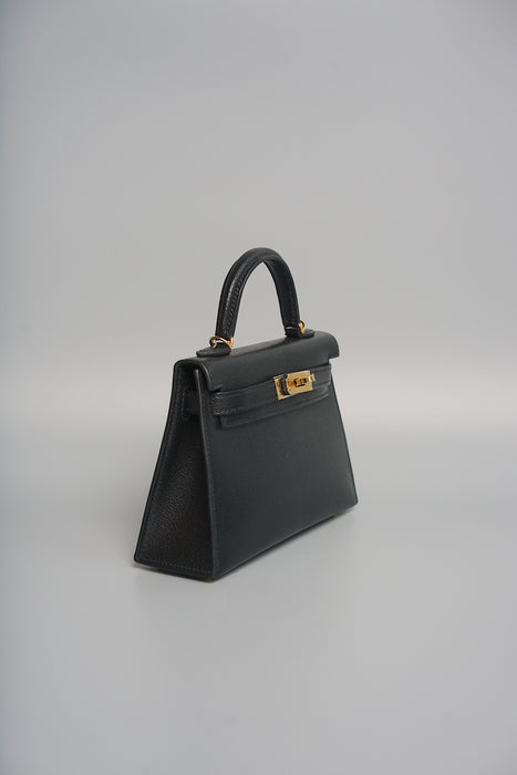 Hermes Kelly 20 in Black Chevre Chamkila Ghw (Brand New)