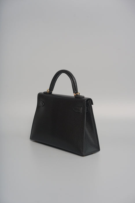 Hermes Kelly 20 in Black Chevre Chamkila Ghw (Brand New)