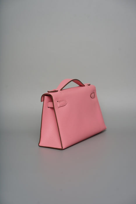 Hermes Kelly Pochette in Rose Confetti Epsom Phw