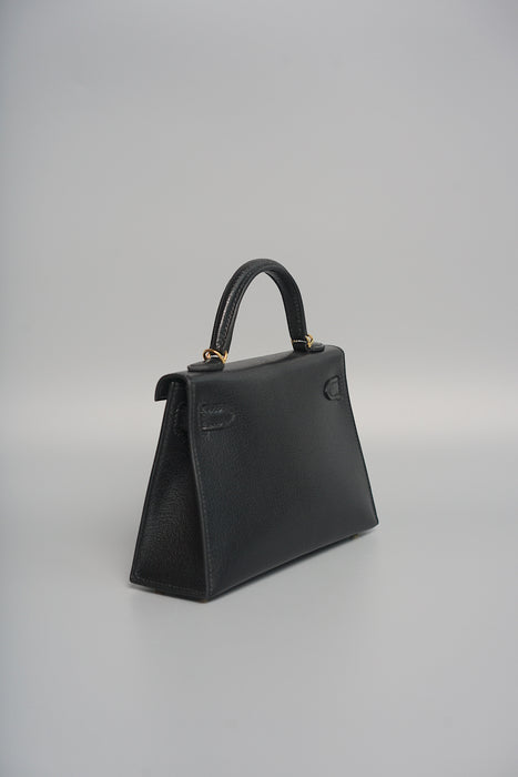 Hermes Kelly 20 in Black Chevre Chamkila Ghw (Brand New)