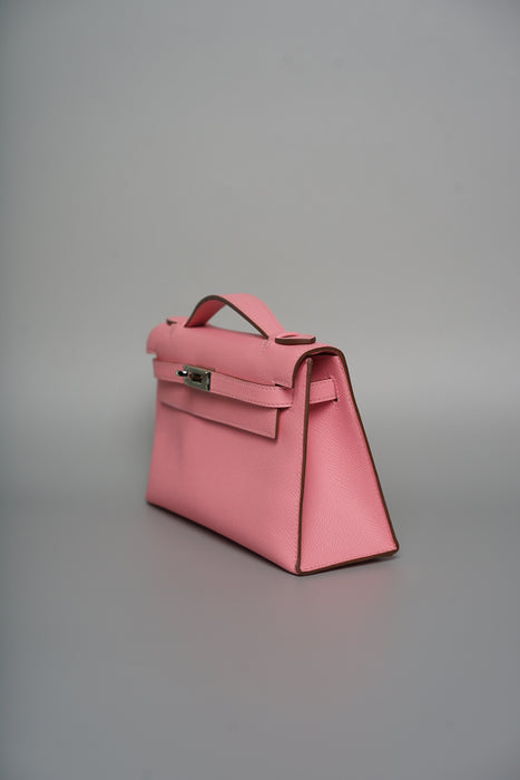 Hermes Kelly Pochette in Rose Confetti Epsom Phw