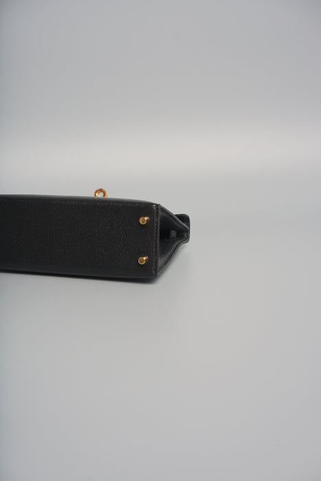Hermes Kelly 20 in Black Chevre Chamkila Ghw (Brand New)