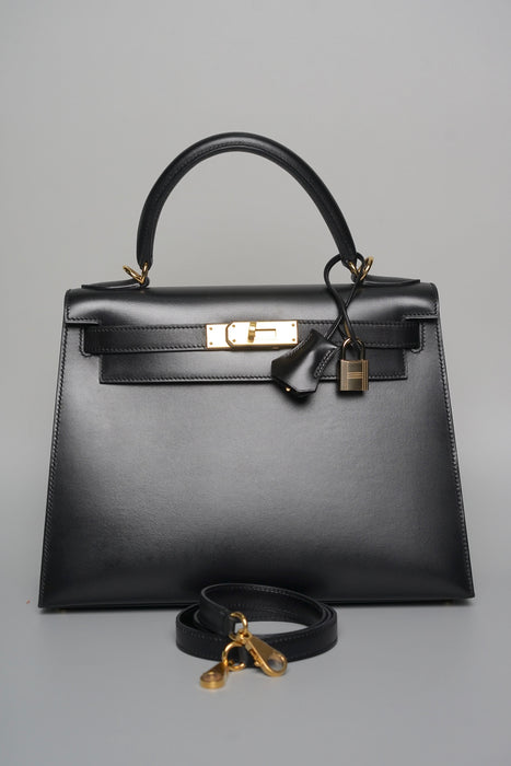 Hermes Kelly 28 in Black Box Ghw