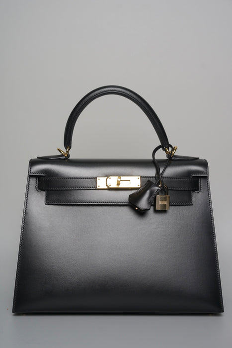Hermes Kelly 28 in Black Box Ghw