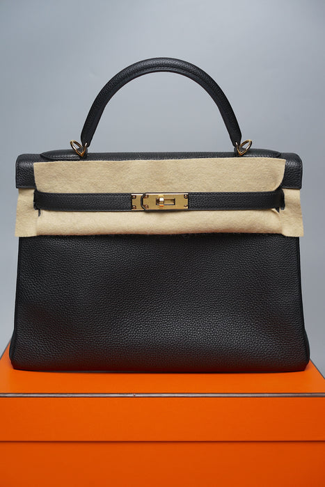 Hermes Kelly 32 Black Togo Retourne Ghw