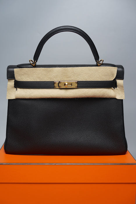 Hermes Kelly 32 Black Togo Retourne Ghw