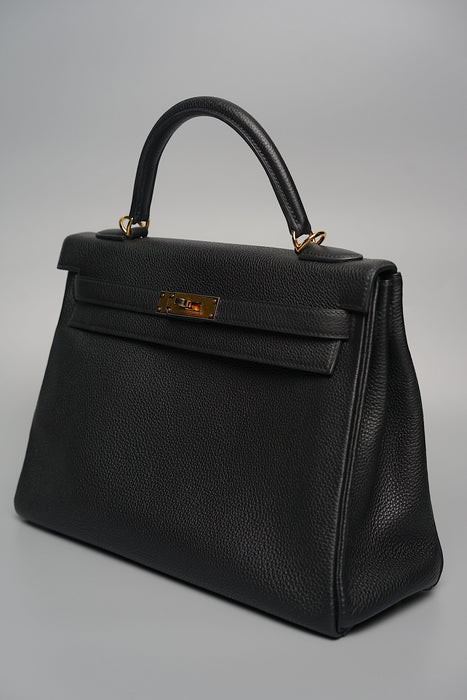 Hermes Kelly 32 Black Togo Retourne Ghw