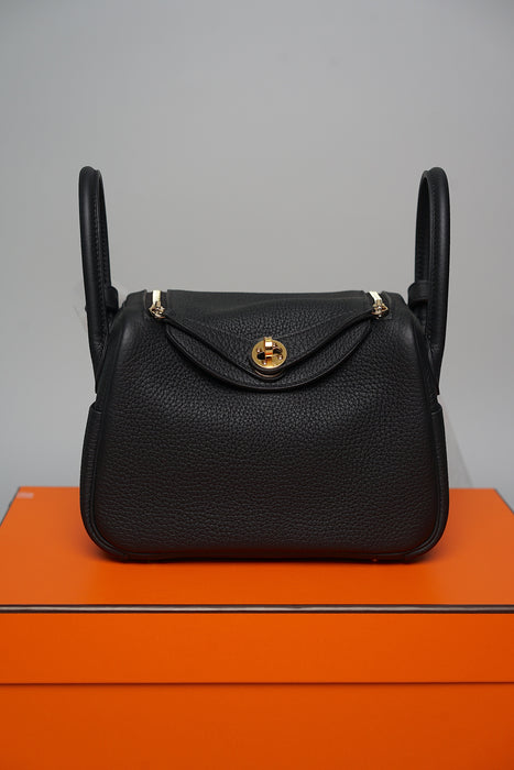 Hermes Mini Lindy II in Noir Ghw (Brand New)