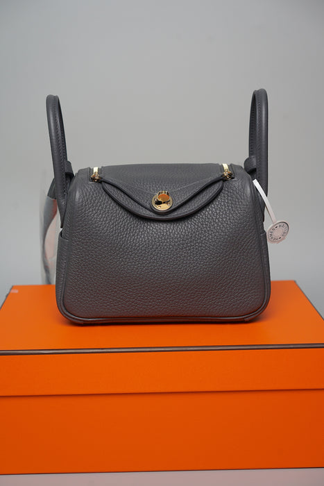 Hermes Mini Lindy II in Ardoise Permabrass (Brand New)