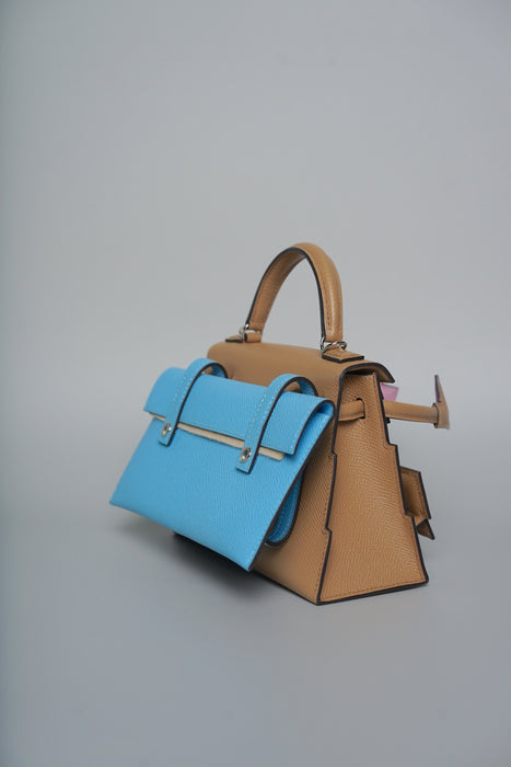 Hermes Kelly Picto in Chai/Mauve Sylvester/Blue Celeste Phw (Brand New)