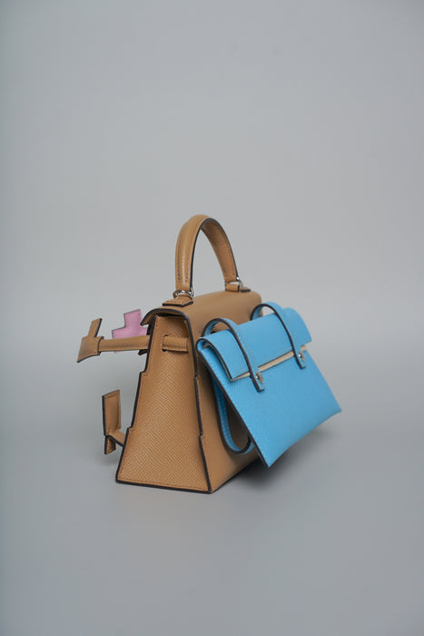 Hermes Kelly Picto in Chai/Mauve Sylvester/Blue Celeste Phw (Brand New)