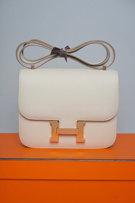Hermes Constance 18 in Craie Epsom Rghw