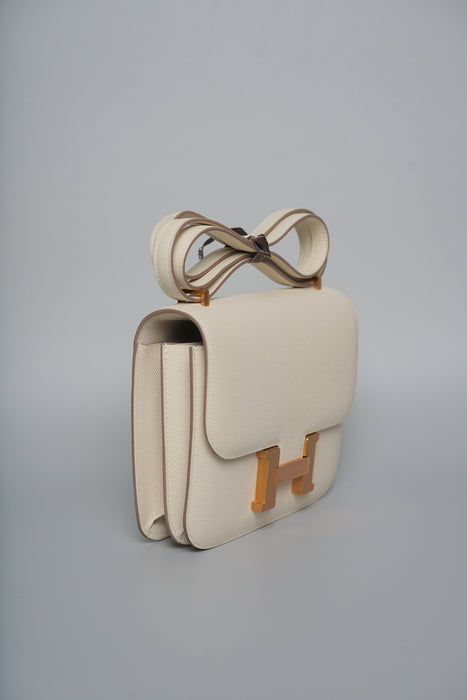 Hermes Constance 18 in Craie Epsom Rghw