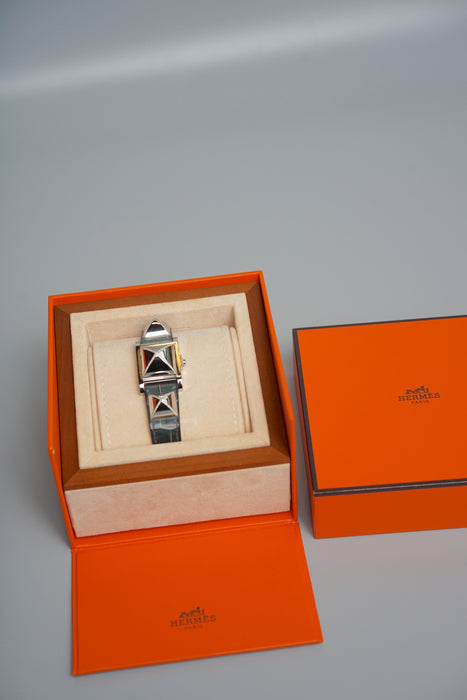Hermes Medor Watch Stainless Steel with Diamond Accents