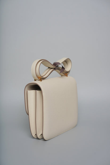 Hermes Constance 18 in Craie Epsom Rghw