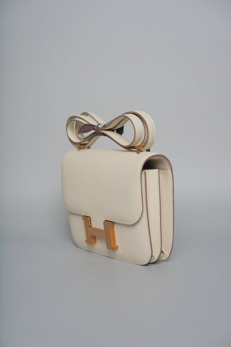 Hermes Constance 18 in Craie Epsom Rghw