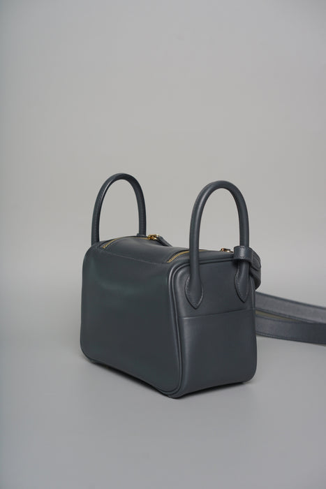 Hermes Mini Lindy in Gris Misty Swift Permabrass