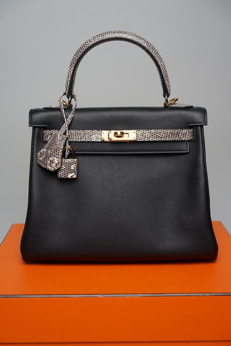 Hermes Kelly 25 Touch in Black Ombre Lizard Ghw (Brand New)