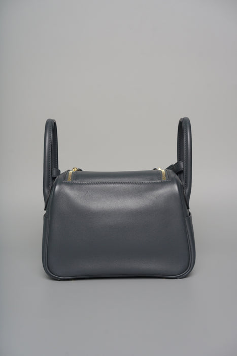 Hermes Mini Lindy in Gris Misty Swift Permabrass