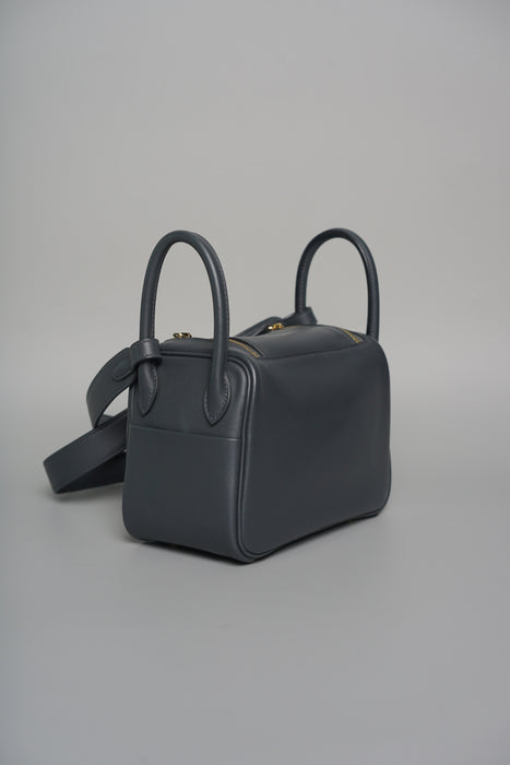 Hermes Mini Lindy in Gris Misty Swift Permabrass