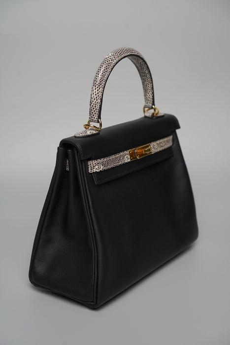 Hermes Kelly 25 Touch in Black Ombre Lizard Ghw (Brand New)