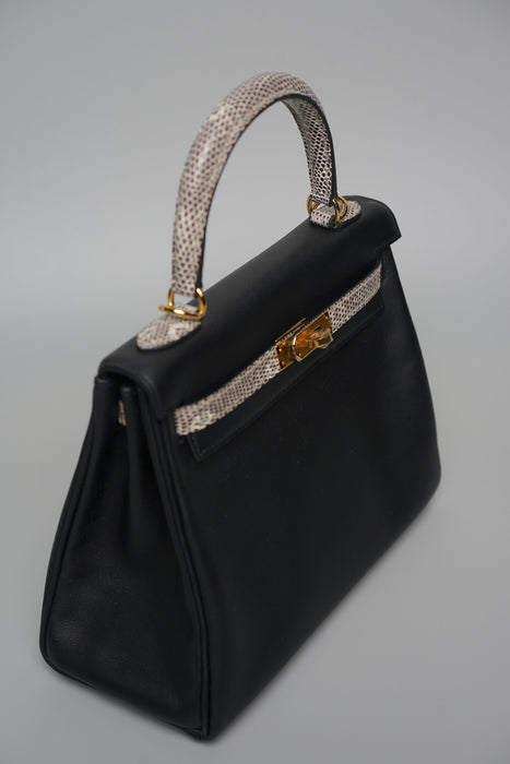 Hermes Kelly 25 Touch in Black Ombre Lizard Ghw (Brand New)