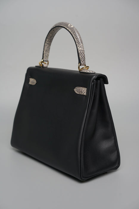 Hermes Kelly 25 Touch in Black Ombre Lizard Ghw (Brand New)