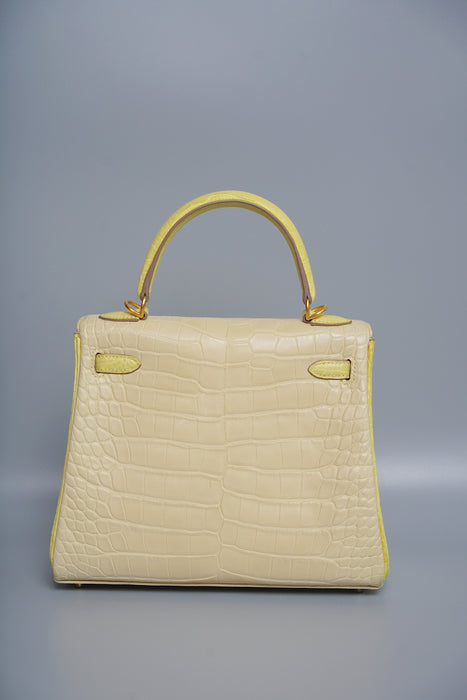 Hermes Kelly 25 HSS Vanilla x Lime Matte Alligator Bghw