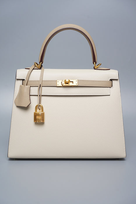 Hermes HSS Kelly 25 Sellier in Craie / Trench Bghw