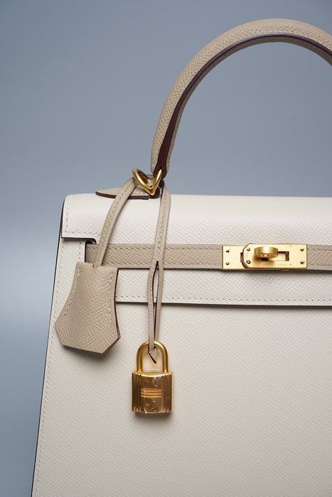 Hermes HSS Kelly 25 Sellier in Craie / Trench Bghw