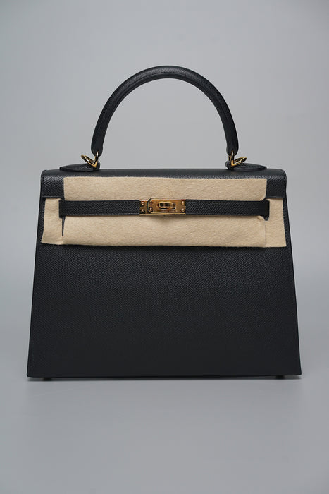 Hermes Kelly II Sellier 25 in Noir Ghw (Brand New)