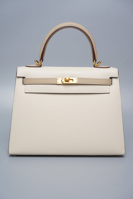 Hermes HSS Kelly 25 Sellier in Craie / Trench Bghw