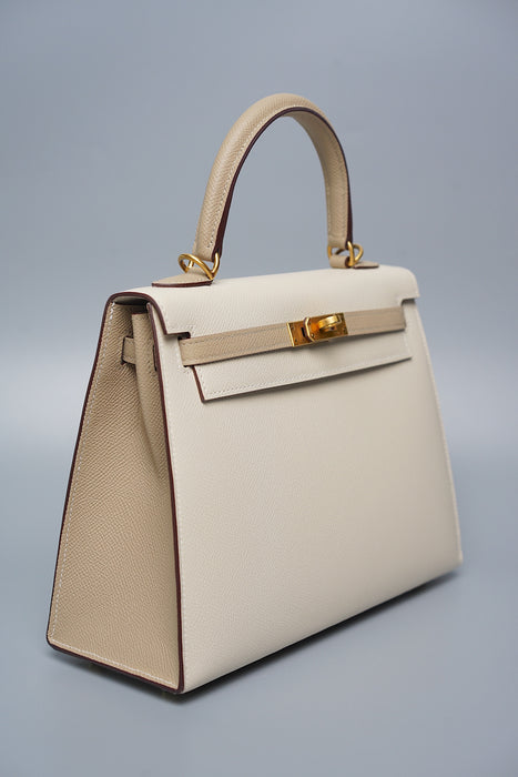 Hermes HSS Kelly 25 Sellier in Craie / Trench Bghw
