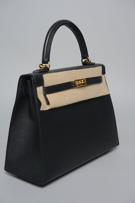 Hermes Kelly II Sellier 25 in Noir Ghw (Brand New)