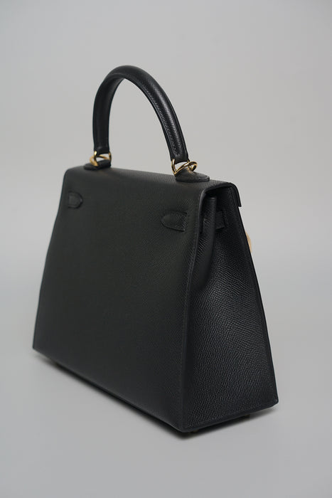 Hermes Kelly II Sellier 25 in Noir Ghw (Brand New)