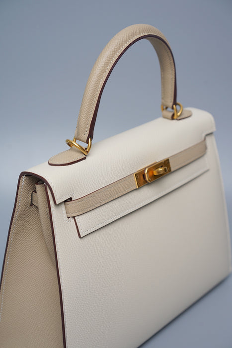 Hermes HSS Kelly 25 Sellier in Craie / Trench Bghw