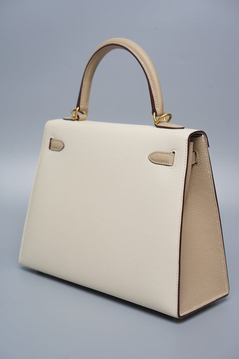 Hermes HSS Kelly 25 Sellier in Craie / Trench Bghw