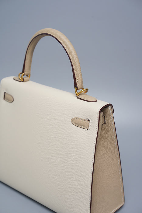 Hermes HSS Kelly 25 Sellier in Craie / Trench Bghw