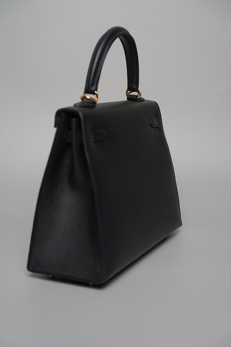 Hermes Kelly II Sellier 25 in Noir Ghw (Brand New)