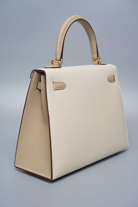 Hermes HSS Kelly 25 Sellier in Craie / Trench Bghw