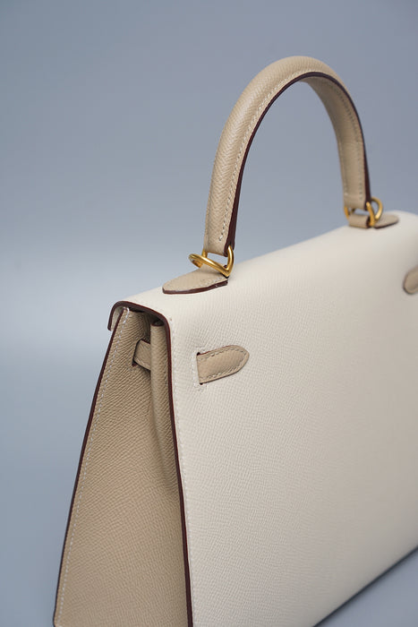Hermes HSS Kelly 25 Sellier in Craie / Trench Bghw