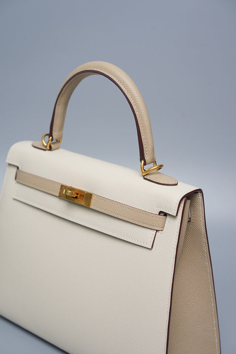 Hermes HSS Kelly 25 Sellier in Craie / Trench Bghw