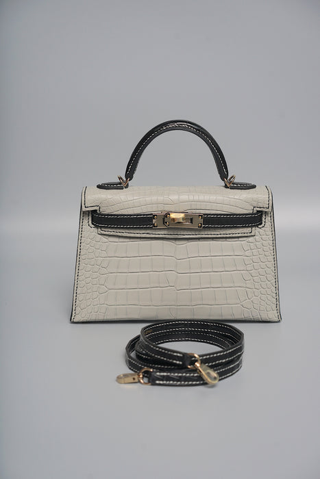 Hermes Kelly 20  HSS in Gris Perle x Black Matte Alligator Pmb (Brand new)