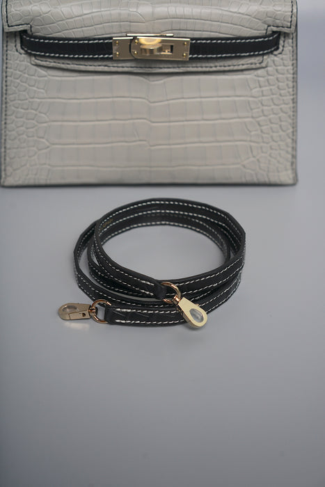 Hermes Kelly 20  HSS in Gris Perle x Black Matte Alligator Pmb (Brand new)