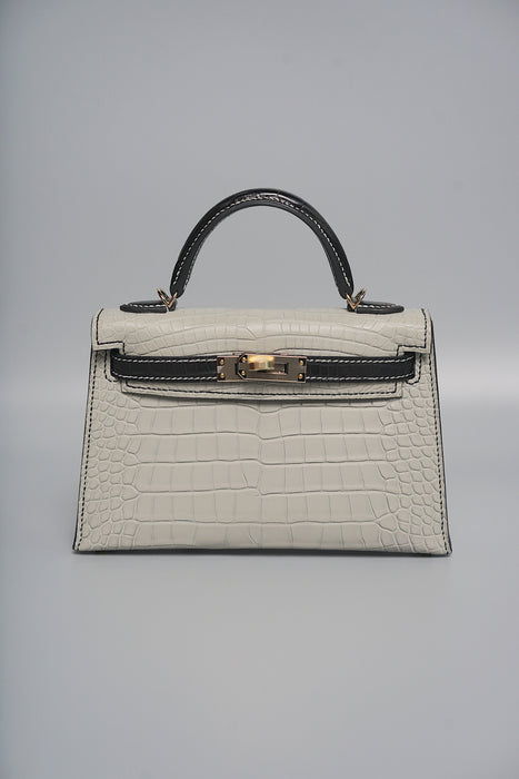 Hermes Kelly 20  HSS in Gris Perle x Black Matte Alligator Pmb (Brand new)