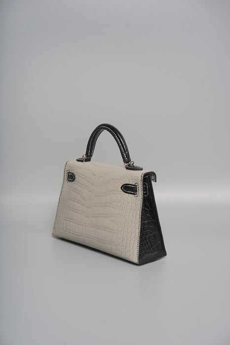 Hermes Kelly 20  HSS in Gris Perle x Black Matte Alligator Pmb (Brand new)